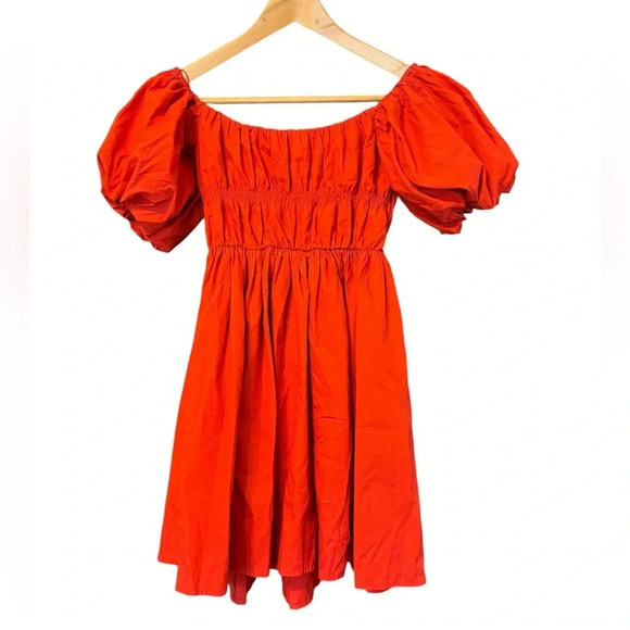 Abercrombie & Fitch Red Short Puff Sleeve Elastic Waist Short Scarlet Dress Sm - Picture 3 of 5